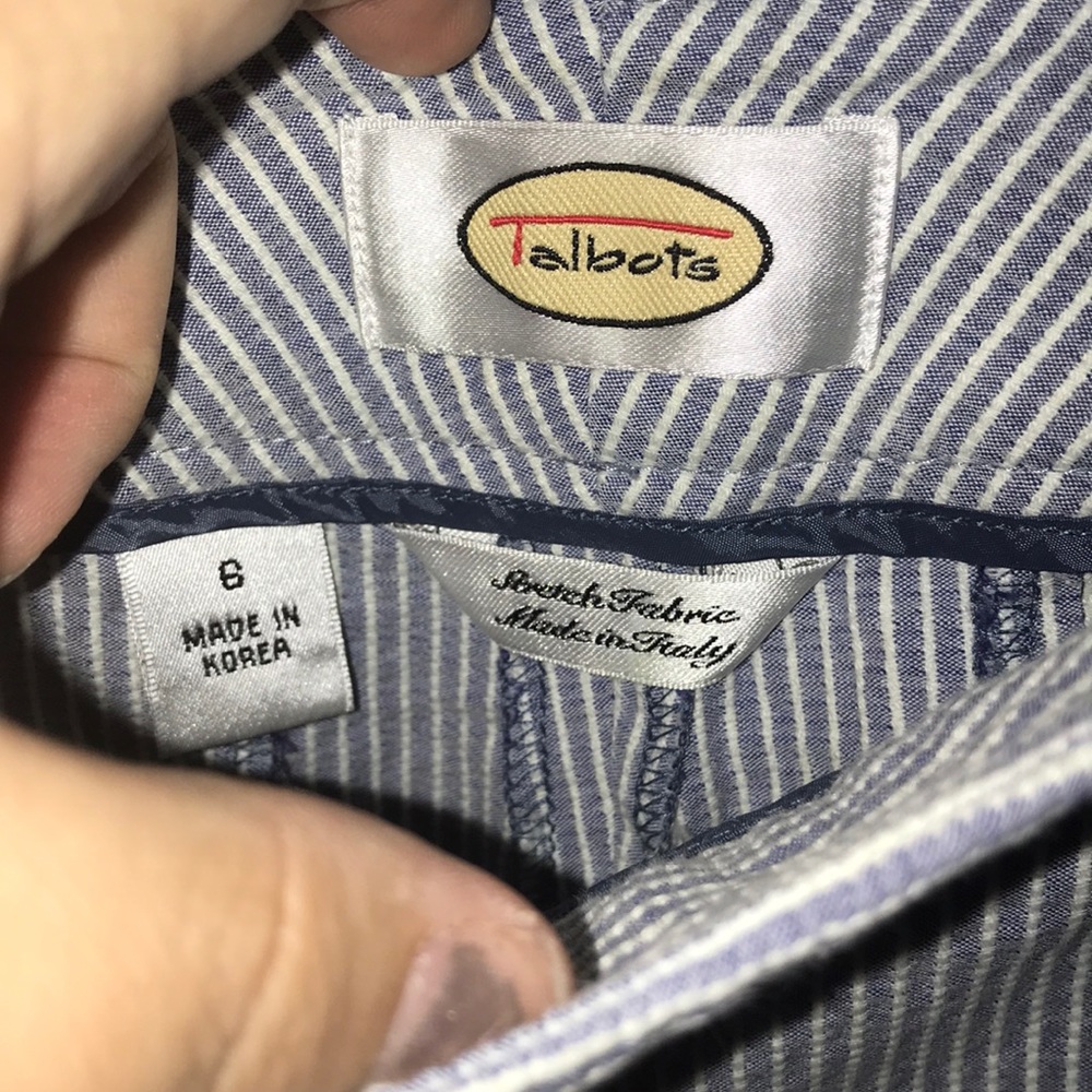 Talbots trousers blue striped s 6 classic style straight leg - Picture 5 of 8